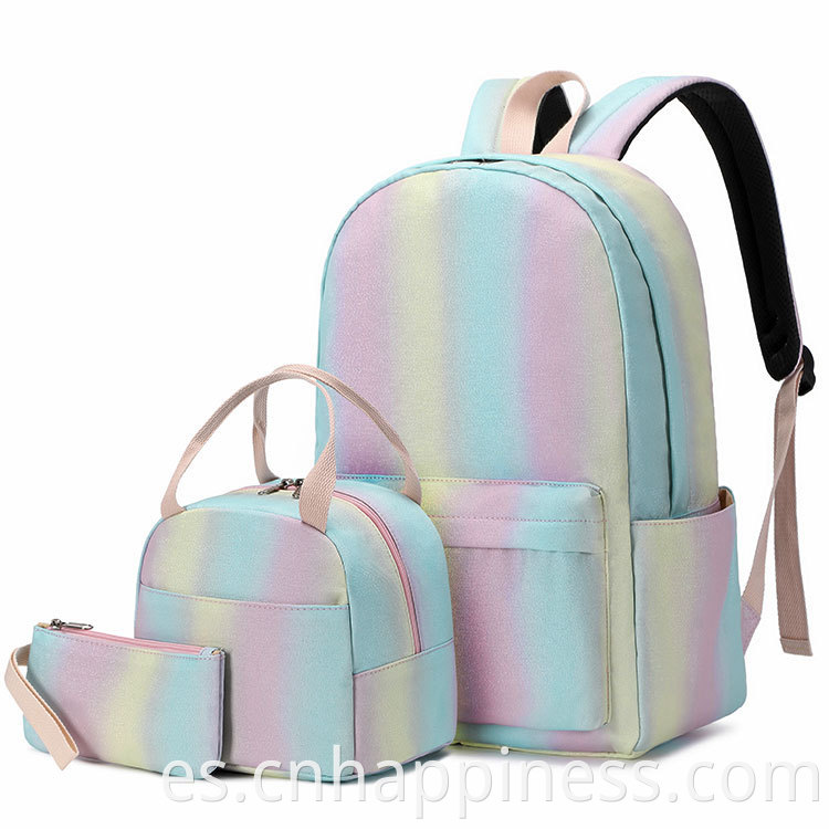 2022 Girls Tie Dye Picnic Bolsas escolares Conjunto de la computadora portátil mochila aislada Bolsa de refrigerador aislada linda mochila de arco iris para niños